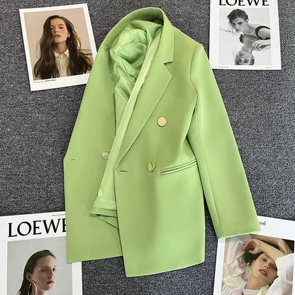 Candy green suit jacket women's 2022 spring and autumn new small man design British style fashion temperament suit 1743