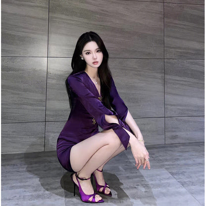 2ND STUDIOS purple dress short section celebrity temperament pure desire style 2022 new sexy skirt women