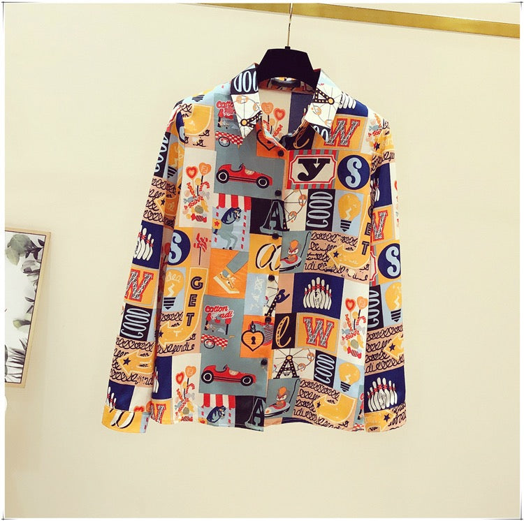 Chiffon shirt women's long-sleeved 2022 early autumn new Korean version loose retro Hong Kong flavor lazy wind top floral shirt