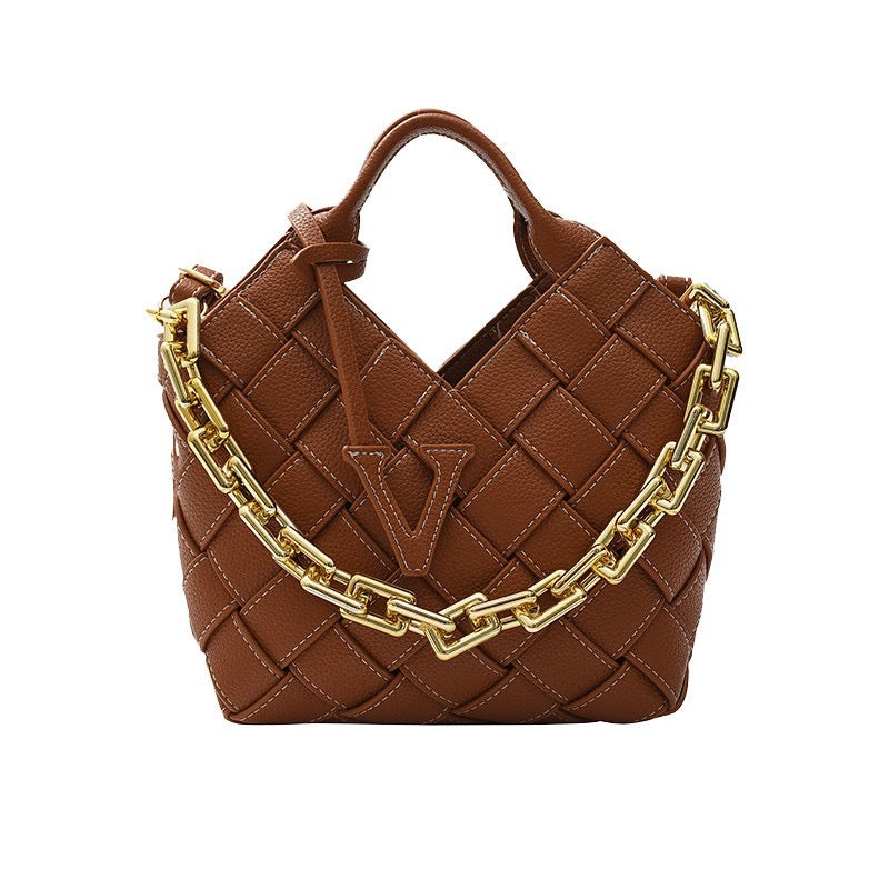 Woven bag women's 2022 autumn and winter new fashion high-quality texture niche design one-shoulder portable tote bag Messenger