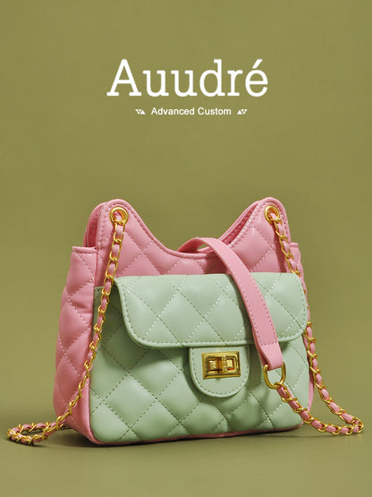 Auudre small bag women's 2023 summer new high-end foreign style single shoulder bucket bag hit color chain messenger bag